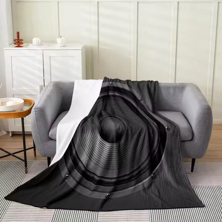 Patrón de caja de altavoz para todas las estaciones, manta de cama con tema musical, manta de franela, estilo antiguo, hippie, decoración del hogar, manta de felpa, para niños y adultos, decoración de habitación ultra suave - 1
