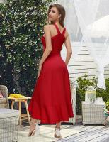 Vestido de Cóctel Tirantes al Cuello – Largo con Volantes, Elegante para Bodas/Fiestas Formales, Diseño Ajustado y Transpirable - details 6