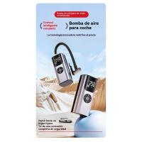 Inflador de neumáticos portátil con compresor de aire plateado, doble alimentación, enganches automáticos y pantalla digital precisa para coches, bicicletas, balones y motos - details 0