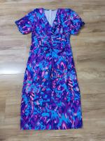 2025 Vestido de verano para mujer, azul, estampado, cuello en V, ceñido, ceñido a la cadera, manga corta - details 24