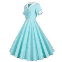 Vestido midi elegante e informal de verano para mujer, de línea A, manga corta, liso, para fiesta. - details 20
