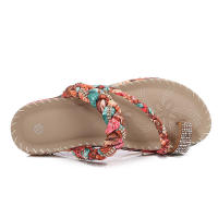 Sandalias de cuña bohemias con cuentas de madera y diamantes de imitación, cómodas y de talla grande para mujer, nueva moda 2025 - details 1