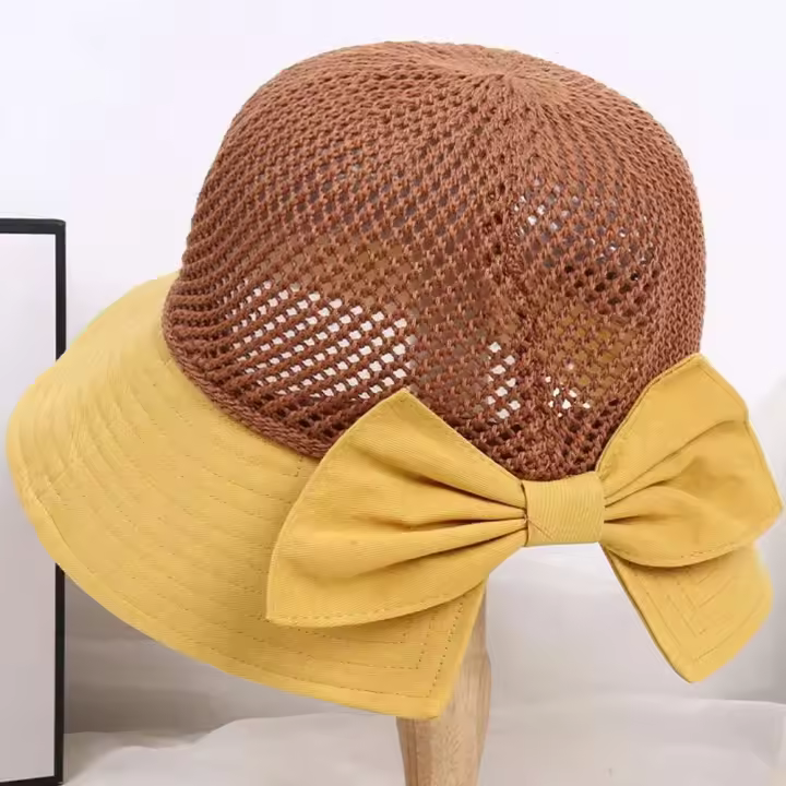 Nuevo protector solar en primavera y verano, moda para mujer, cubo de ocio, sombrero plegable con lazo para el sol, protección UV, gorra ancha para mujer - 1