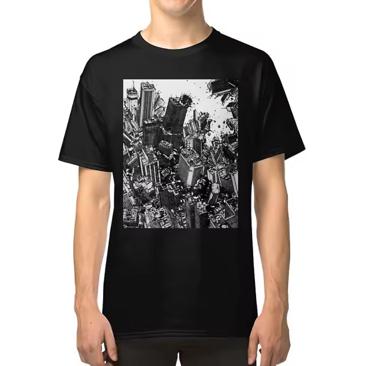 Akira cyberpunk city explosión manga tira camiseta - 1