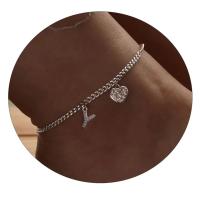 Pulsera de Tobillo de Acero Inoxidable con Letra de Cristal Color Plata - details 25