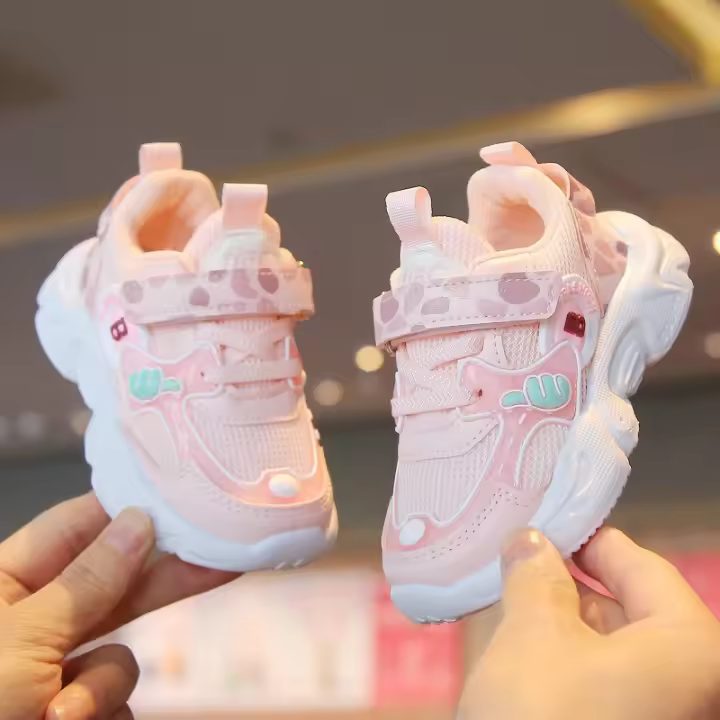 Zapatillas de malla para niños y niñas, transpirables, con velcro, deportivas, antideslizantes, para la escuela - 1