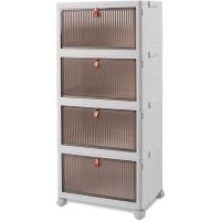 Caja de almacenamiento de plástico plegable, gruesa y duradera, transparente, apilable con tapas y ruedas, para dormitorios, salas de estar, coche - details 10
