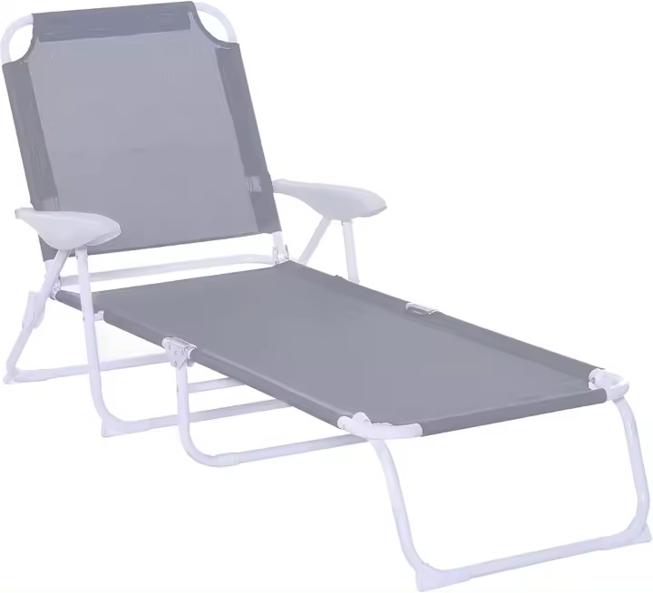 Reclinable y Plegable de Jardín con Respaldo Ajustable en 4 Posiciones Marco de Metal Texteline Transpirable 186x66x80 cm Gris - 1
