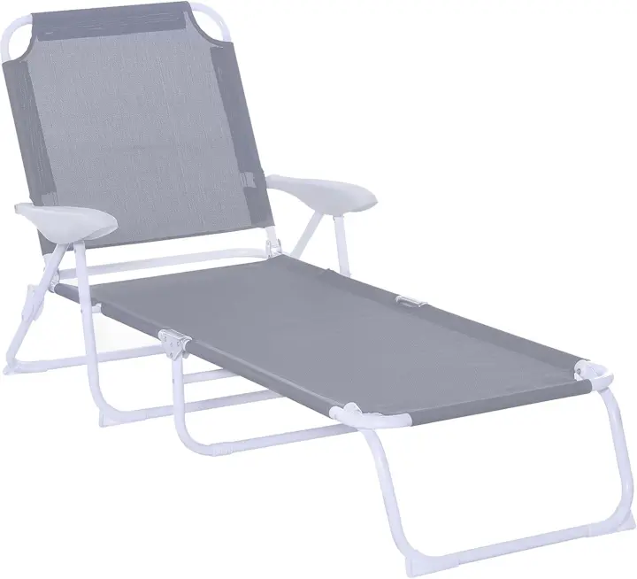 Reclinable y Plegable de Jardín con Respaldo Ajustable en 4 Posiciones Marco de Metal Texteline Transpirable 186x66x80 cm Gris - 1