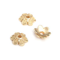 50 Uds. De cuentas redondas de latón de Color dorado de 18K, tapas de hojas de árbol y flores, suministros para hacer cuentas de joyería, accesorios Diy - details 73