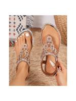 IELTS Run gran Tamaño Hueco, Sandalias de Diamantes de Imitación de Fondo Plano Transfronterizo, Comodidad Bohemia Zapatos de Mujer Verano 3016 -1A - details 5