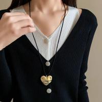 Collar con colgante geométrico en forma de U grande Punk para mujer y hombre, cadena larga ajustable de cuero con forma de herradura para suéter, collares, joyería - details 24
