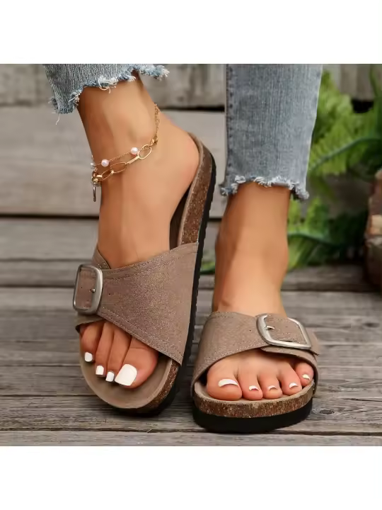 Zapatillas de mujer de moda Con suela gruesa y correa estilo europeo y americano verano 2025 nueva llegada suela de goma - 1