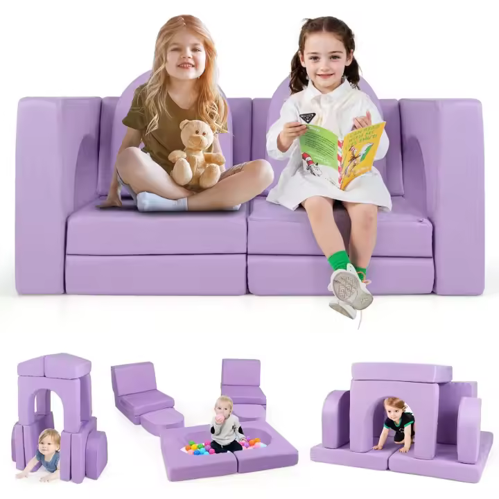 para Niños de 8 Piezas, Sofá Infantil con Tela de Gamuza Cómoda, Fundas Antienvejecimiento y - 1