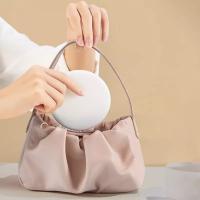 Espejo de bolsillo compacto con luz LED pequeña personalizado para mujer, maquillaje plegable de 2 lados, efecto luminoso, rosa y blanco - details 9