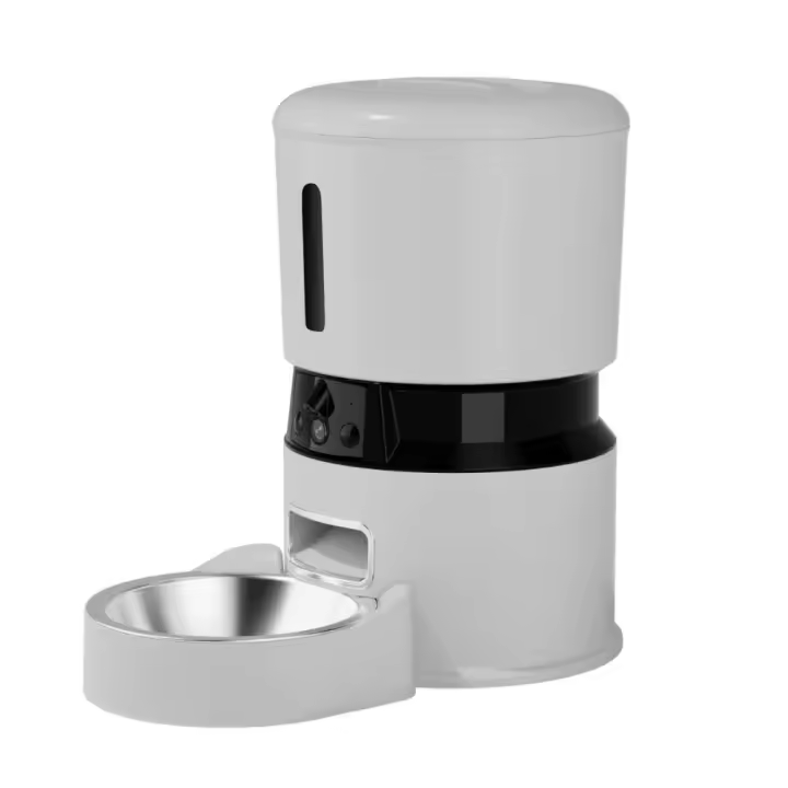 Comedero automático para gatos con 2 cámaras 1080P HD con visión nocturna Dispensador de comida para mascotas Voz y audio bidireccionales Perro WiFi inteligente Comedero para perros y gatos Programación programable Comedero lento Tazón blanco - 1