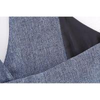 BUNO-Conjunto de 3 piezas para mujer, traje gris sin mangas, chaleco Halter de flores 3D, pantalones de pierna ancha, traje informal con solapa, atuendo elegante para mujer, otoño - details 12