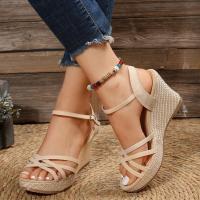 Sandalias de tacón de cuña para mujer, zapatos de plataforma, Verano - details 2