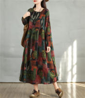 Vestido Floral de Algodón Vintage Moda Casual para Mujeres Primavera Otoño - details 36