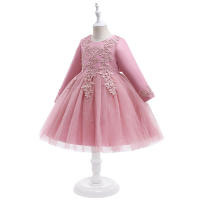 Vestido de noche para niñas con falda abullonada de malla con bordado de estilo nuevo para niños - details 3