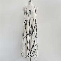 BGTEEVER-Vestido largo recto sin mangas para mujer, prenda holgada con cuello en V, estampado, tirantes finos, elegante, primavera y verano - details 12