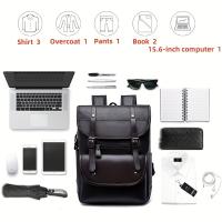 Mochila De Cuero PU minimalista Vintage de gran capacidad para viajes al aire libre - details 7