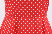 Vestido midi de fiesta de lunares para mujer, elegante, de manga corta, con cuello cuadrado, línea A, estilo años 50 y 60. - details 6