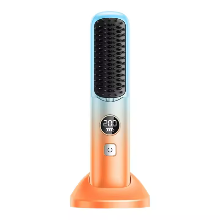 Peine alisador de pelo transfronterizo nova pantalla digital inalámbrico magnético recargable no dañino alisador de pelo suave rizado peinado del cabello - 1