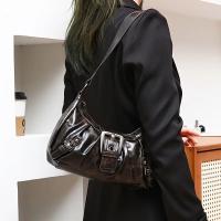 Bolso Cruzado Retro Vintage Y2K Bolso de Mano Ajustable con Cierre de Cremallera, Estichado Acolchado, Marrón Profundo/Negro, Hecho a Mano de Guangzhou - details 5