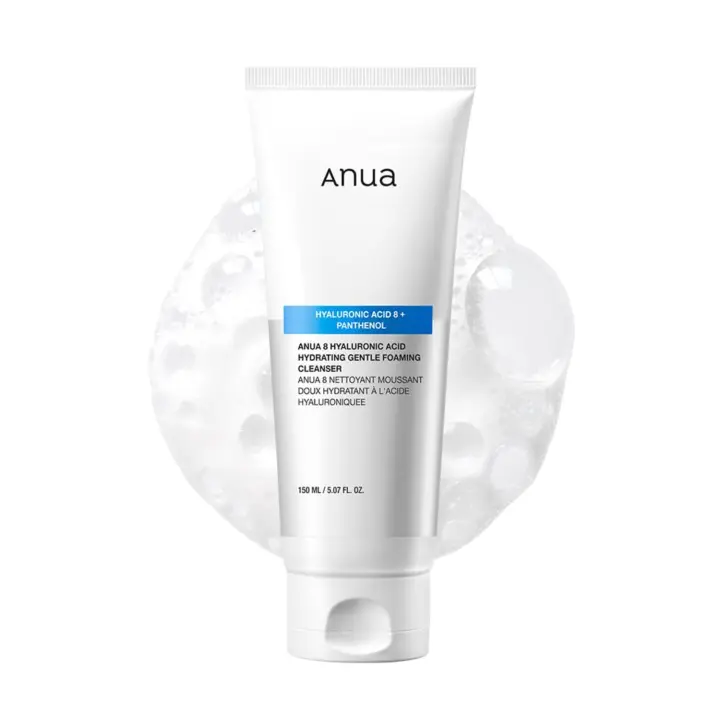 ANUA Limpiador espumoso suave hidratante, ácido hialurónico, glicerina, zinc, pantenol, gel de lavado facial coreano para piel seca, para doble limpieza, cuidado de la piel coreano (150 ml/5,07 fl oz.) - 1