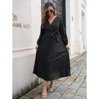 Elegante Vestido Largo Plisado de Color Sólido para Mujer Moda Otoño Primavera 2025 - details 12