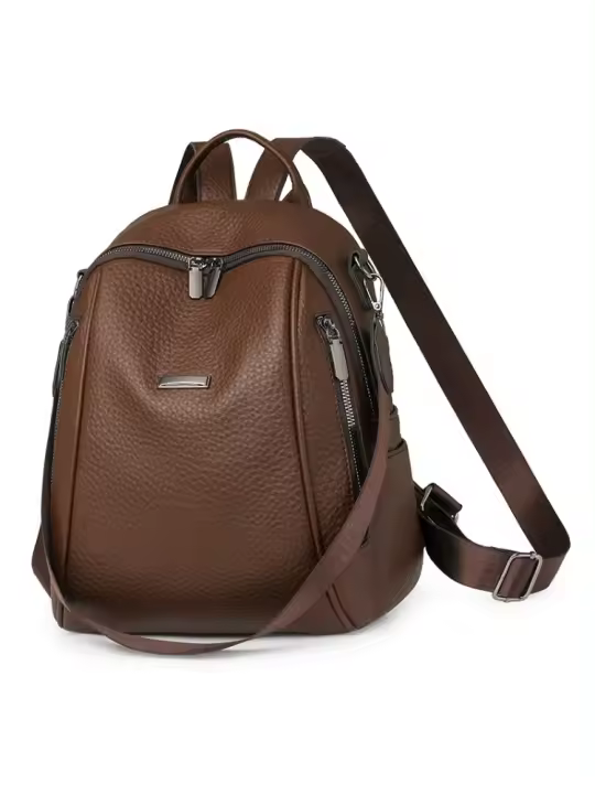 Mochila pequeña mochila de las mujeres 2025 nueva pu de gran capacidad de cuero suave retro mochila de las mujeres bolsa de viaje de las mujeres - 1