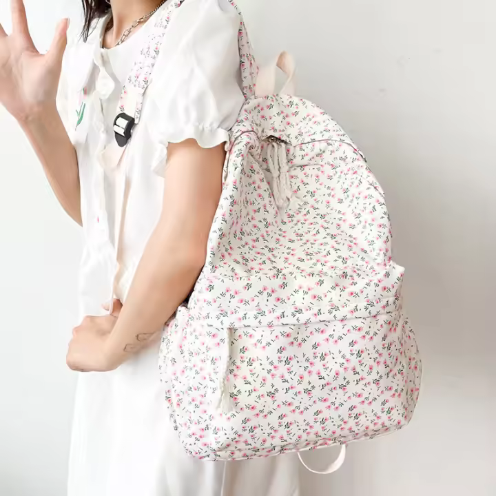 Mochilas de estilo Preppy para Mujer, bandoleras impermeables de Nailon para estudiantes, a la moda, Con estampado Floral - 1