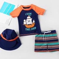 Bañador dividido para Niños, Manga Larga, Corta, Bañador, Dibujos Animados, Gorro, Conjunto de 3 Piezas - details 3