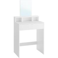 Tocador con Espejo Grande, tocador, 2 cajones, 3 Compartimentos Abiertos, tocador, Moderno, Blanco - details 0