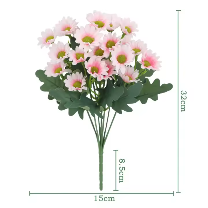 Ramos de margaritas de seda blanco nuevo, simulación decorativa de flores artificiales de manzanilla, decoración de boda de flores falsas de plástico DIY - 1