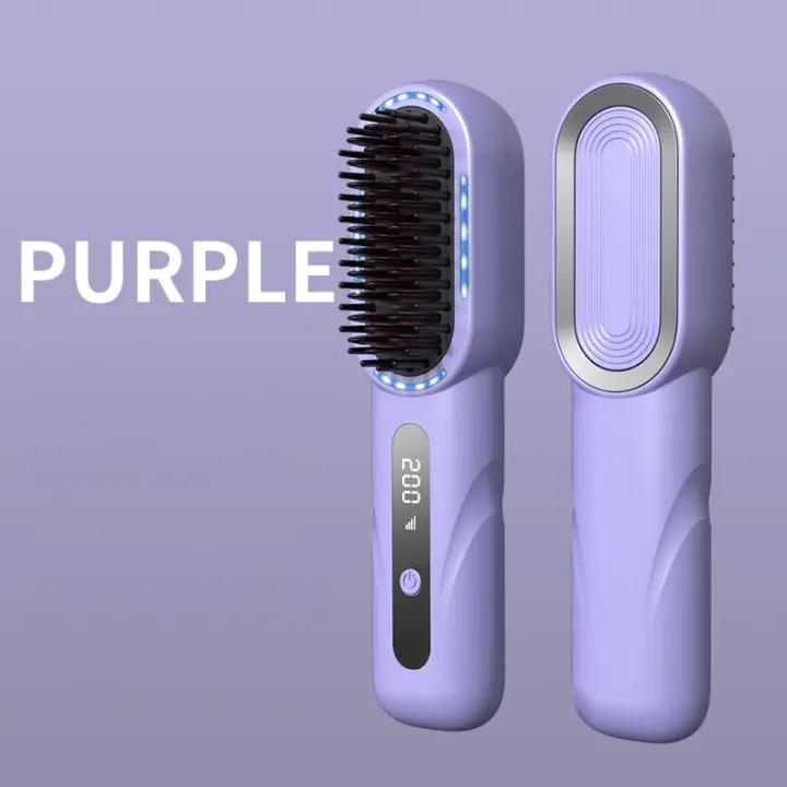 Peine para alisar el cabello inalámbrico Alisador de pelo con iones negativos calentable - 1