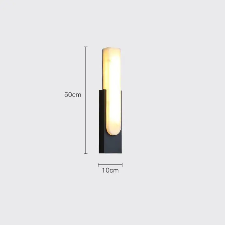 Aplique de pared de mármol de imitación, lámpara de pared moderna de resina LED de 3 colores de 12W, accesorio de iluminación de pared negro de 19 "para sala de estar, dormitorio, pasillo, interior - 1