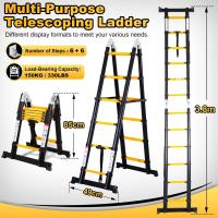 Escalera Telescópica de Aluminio de 5m Portátil, Desmontable, Antideslizante, Extensible, Multiusos, Carga de 150kg Mejoras del Hogar y Herramientas - details 59