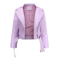 Abrigo corto de motociclista de piel sintética para mujer, chaqueta de manga larga con cremallera, ropa de otoño - details 37