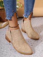 Zapatos de mujer de talla grande para las cuatro estaciones, estilo británico, color sólido, punta puntiaguda, casuales, con cremallera trasera, tacón bajo, tacón grueso, zapatos individuales 2025. - details 10