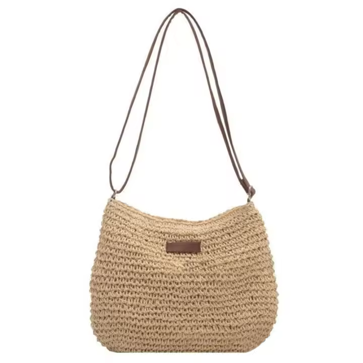 Bolso tejido de paja para mujer, bolsa de hombro, monederos de punto, bolso de playa, nuevo - 1