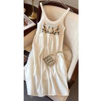 Jyccr Bohemian ral bordado corto sin mangas para mujer verano dulce crochet correa de espagueti vestido de vacaciones - details 24