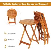Set de Bistró con 3 Piezas Plegables, Mesa y Sillas Terraza de Madera de Acacia con 2 Cojines Acolchados Extraíbles, Muebles de Exterior para Patio Jardín Veranda Balcón (Rojo) - details 2