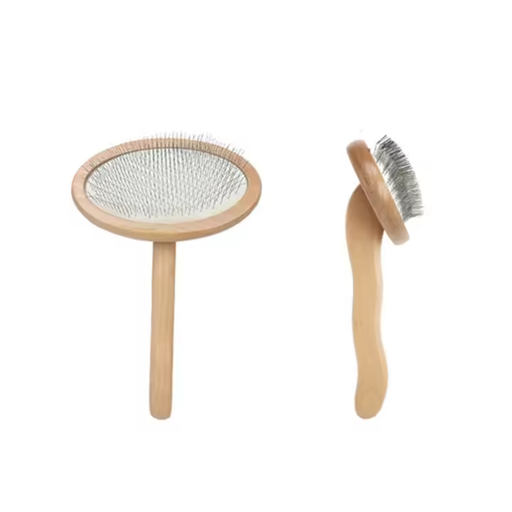 Peines para el pelo con mango de madera para perros, cepillo con nudo abierto para ahorro de trabajo, herramienta de desmaste para mascotas con agarre cómodo para dientes de Metal - 1
