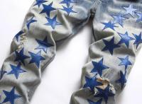 2025 otoño nueva moda hombres High Street Blue Star bordado parche Jeans hombres Slim Fit pantalones vaqueros Vaqueros Hombre - details 3