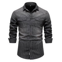 Camisa de manga larga con jeans a rayas de alta calidad para hombre, 2024 - details 3