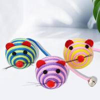 Juguete de nailon a rayas para gato, bola redonda de ratón con campana, juguete interactivo para masticar, productos para mascotas - details 1