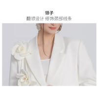 Blazer de diseño original de flores tridimensionales de moda blanca 2025, traje largo sexy de alta gama para fiestas de ocio de - details 4