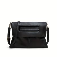 2025 Nuevo bolso de hombro tipo sobre elegante de inspiración coreana - Bolso de gran capacidad con correa desmontable, cierre magnético y forro de poliéster - Negro sólido para mujeres, uso informal y formal - details 1